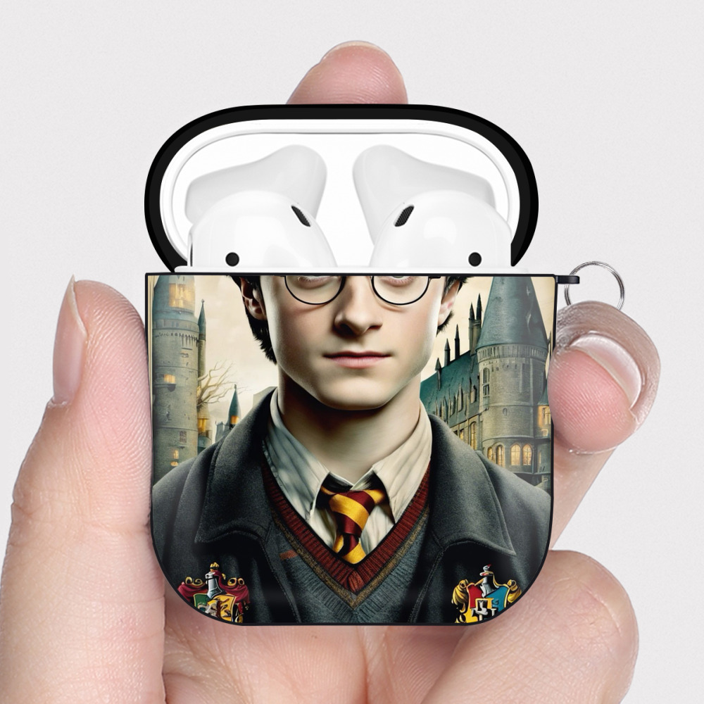 （画像用） Harry Potter ハリー・ポッターシリーズ AirPods 第2世代保護ケース ハードシェル ブラック 耐衝撃・防指紋・カラビナ付き