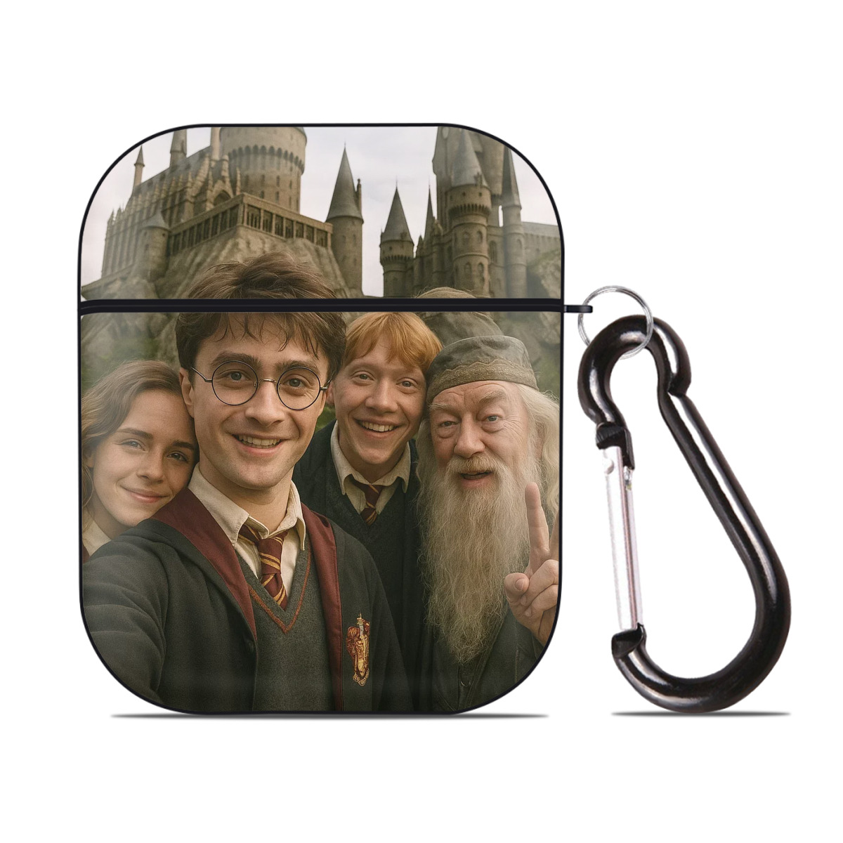 （画像用） Harry Potter ハリー・ポッターシリーズ AirPods 第2世代保護ケース ハードシェル ブラック 耐衝撃・防指紋・カラビナ付き