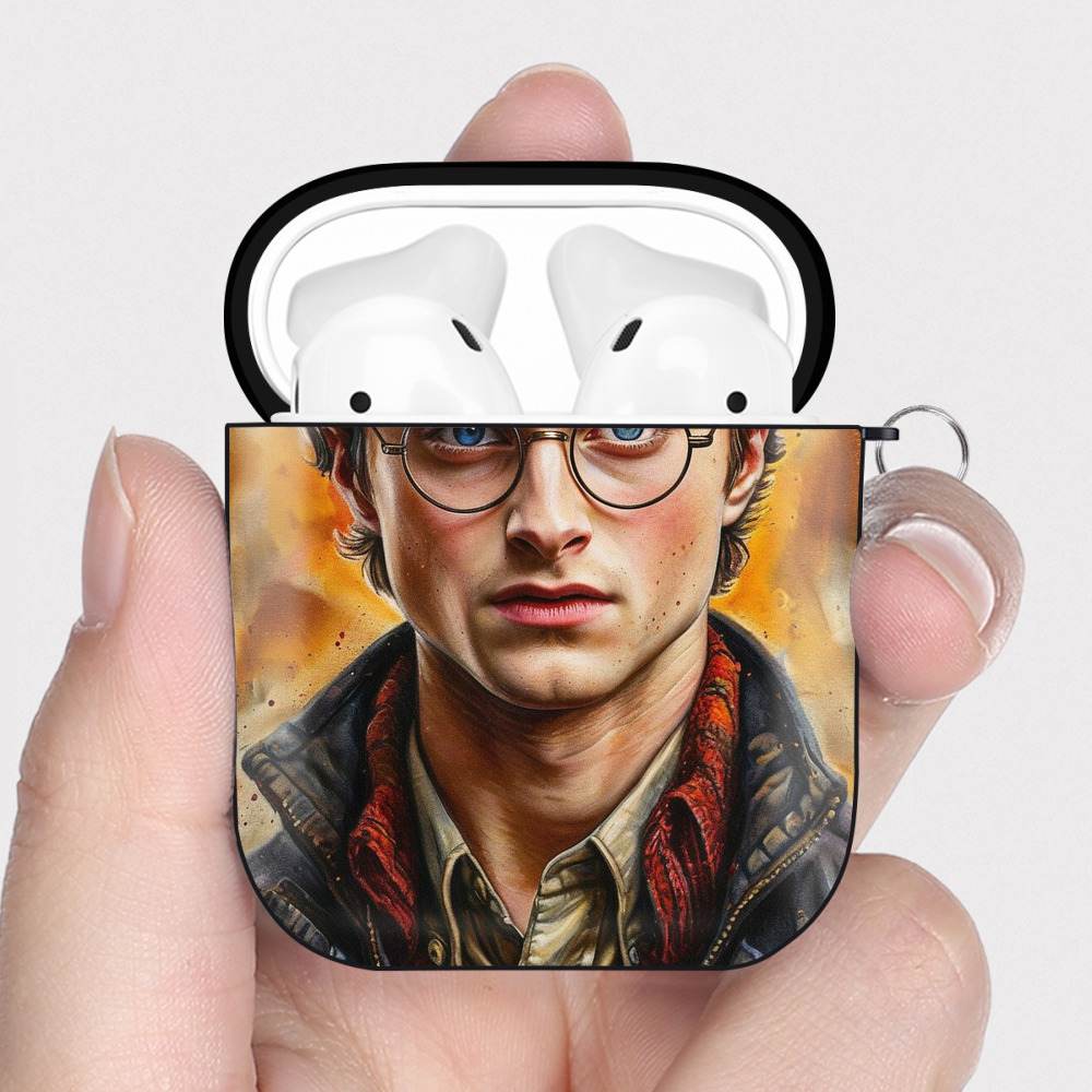 （画像用） Harry Potter ハリー・ポッターシリーズ AirPods 第2世代保護ケース ハードシェル ブラック 耐衝撃・防指紋・カラビナ付き