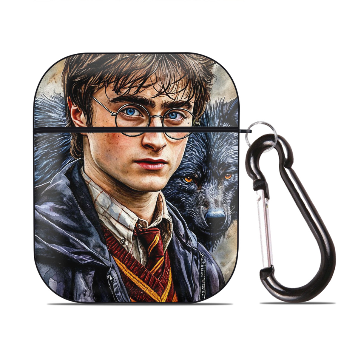 （画像用） Harry Potter ハリー・ポッターシリーズ AirPods 第2世代保護ケース ハードシェル ブラック 耐衝撃・防指紋・カラビナ付き