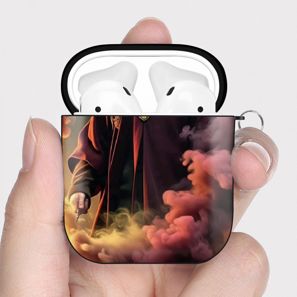 （画像用） Harry Potter ハリー・ポッターシリーズ AirPods 第2世代保護ケース ハードシェル ブラック 耐衝撃・防指紋・カラビナ付き