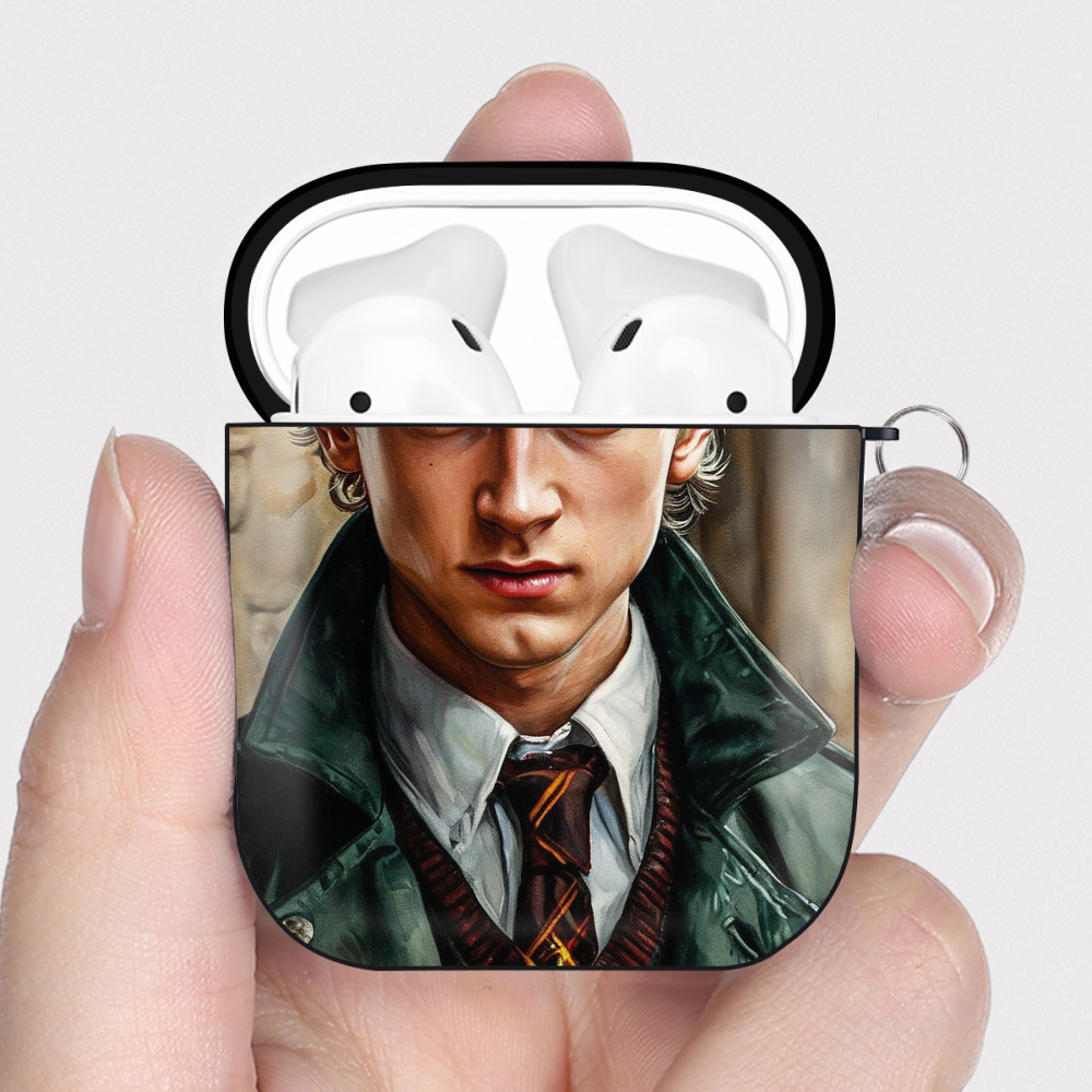 （画像用） Harry Potter ハリー・ポッターシリーズ AirPods 第2世代保護ケース ハードシェル ブラック 耐衝撃・防指紋・カラビナ付き