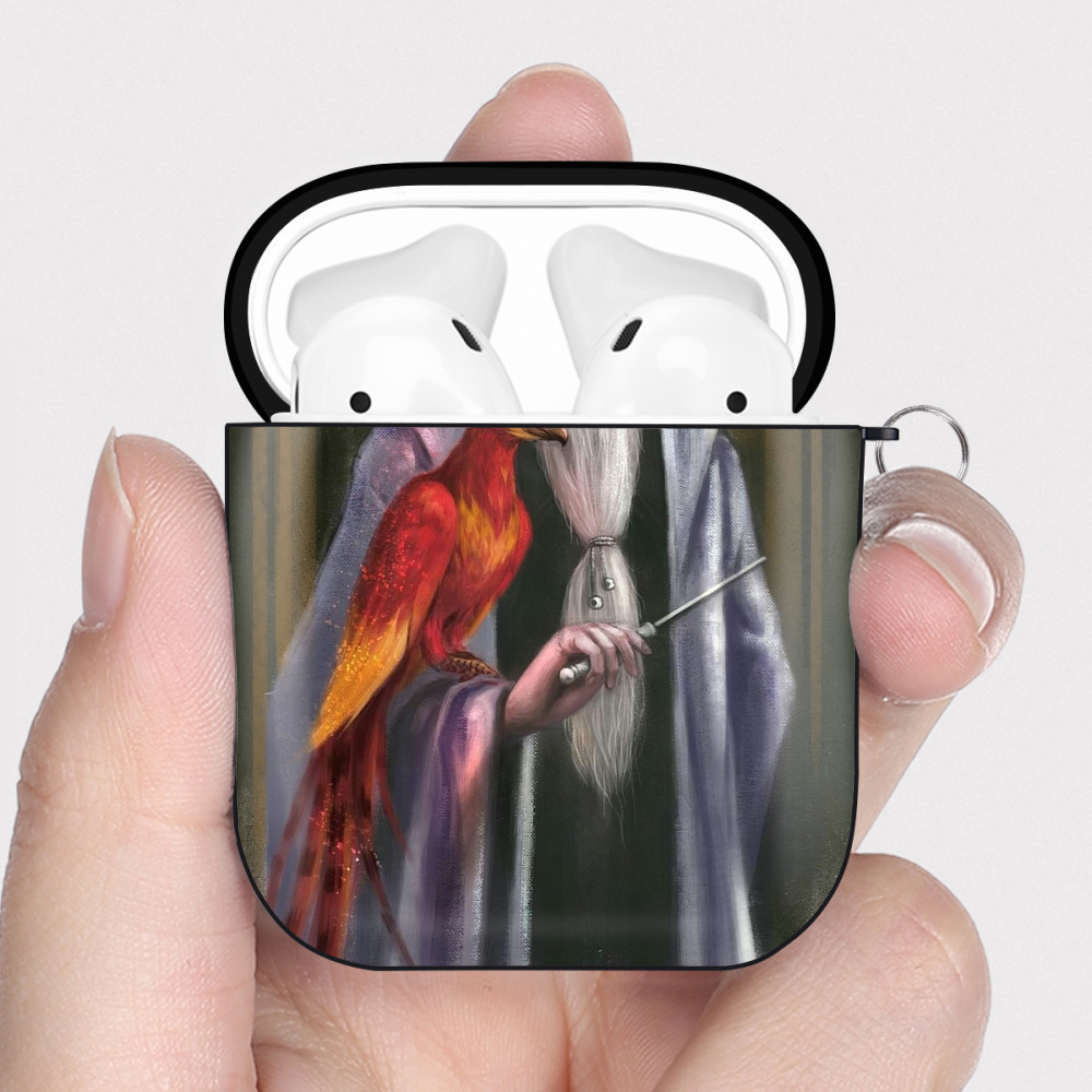 （画像用） Harry Potter ハリー・ポッターシリーズ AirPods 第2世代保護ケース ハードシェル ブラック 耐衝撃・防指紋・カラビナ付き