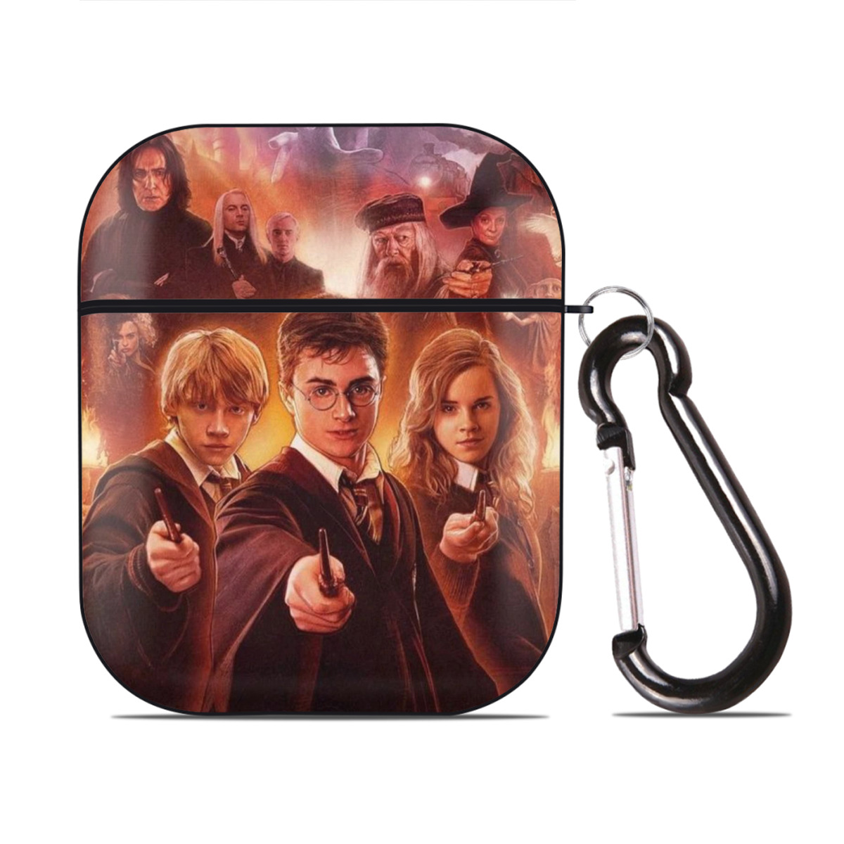 （画像用） Harry Potter ハリー・ポッターシリーズ AirPods 第2世代保護ケース ハードシェル ブラック 耐衝撃・防指紋・カラビナ付き