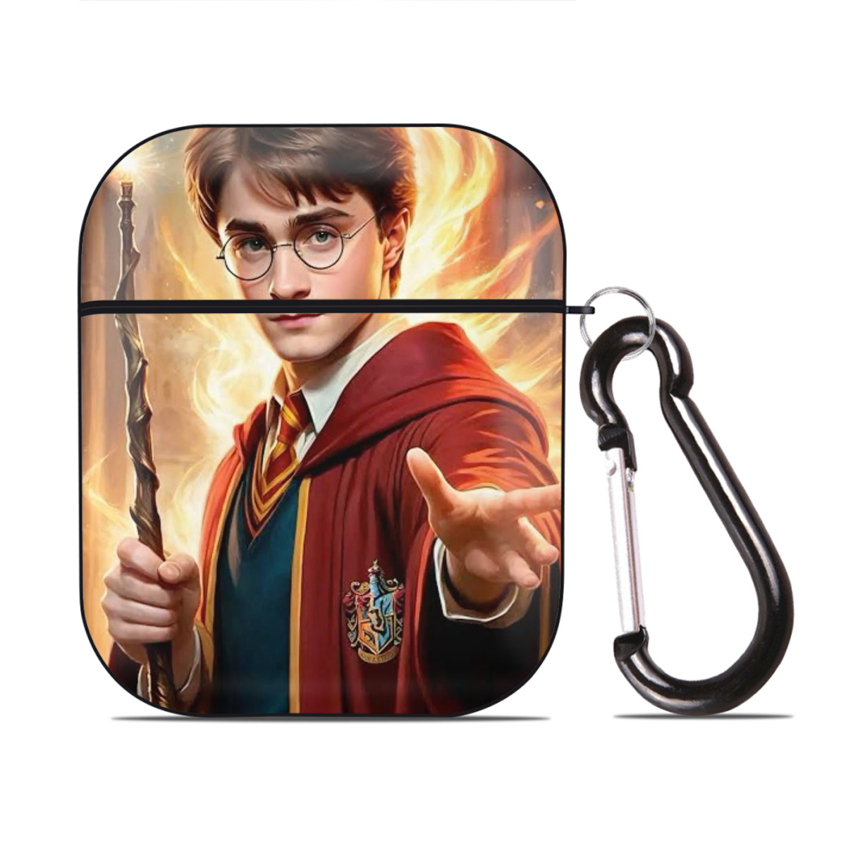 （画像用） Harry Potter ハリー・ポッターシリーズ AirPods 第2世代保護ケース ハードシェル ブラック 耐衝撃・防指紋・カラビナ付き