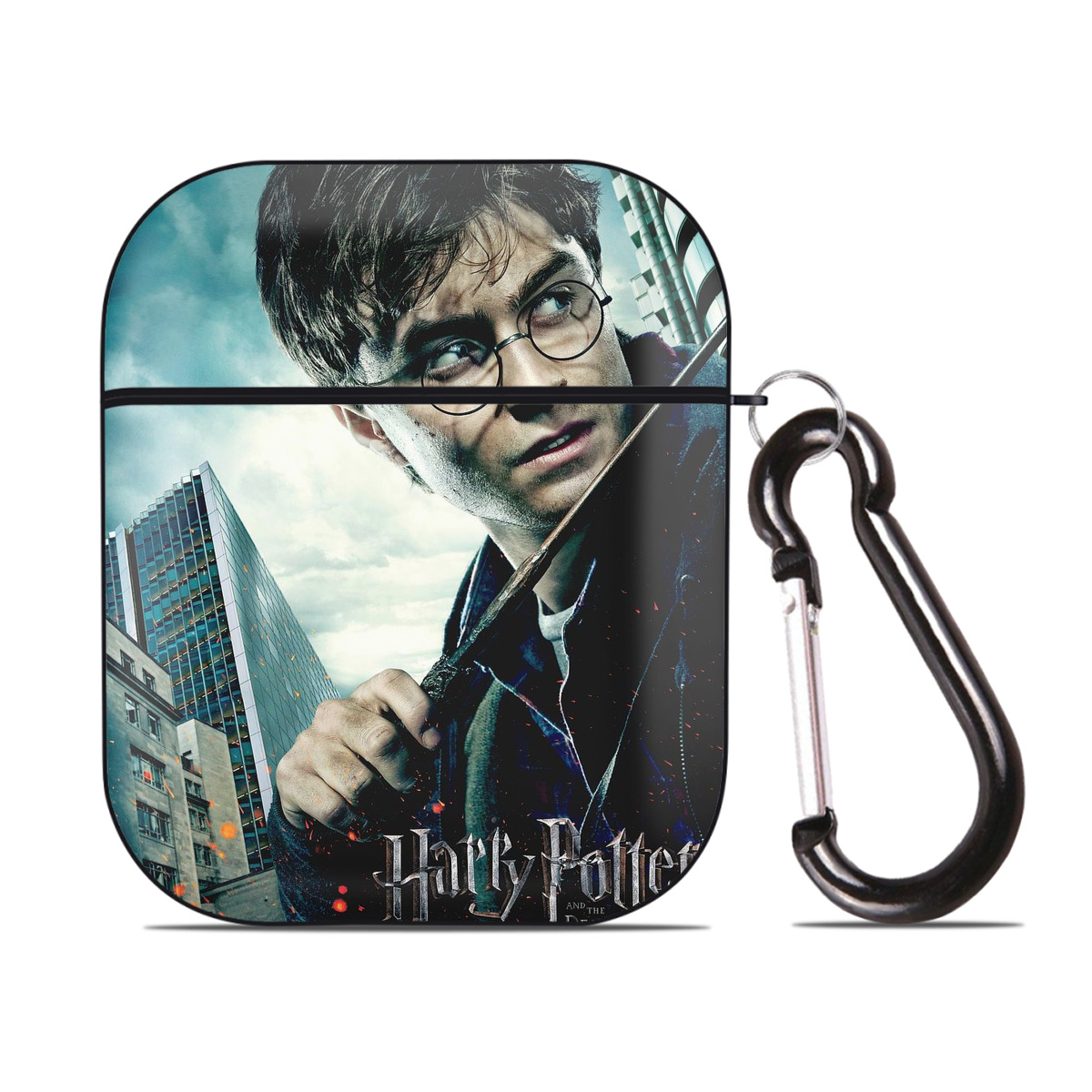 （画像用） Harry Potter ハリー・ポッターシリーズ AirPods 第2世代保護ケース ハードシェル ブラック 耐衝撃・防指紋・カラビナ付き