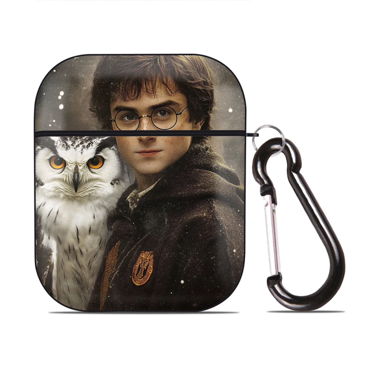 （画像用） Harry Potter ハリー・ポッターシリーズ AirPods 第2世代保護ケース ハードシェル ブラック 耐衝撃・防指紋・カラビナ付き