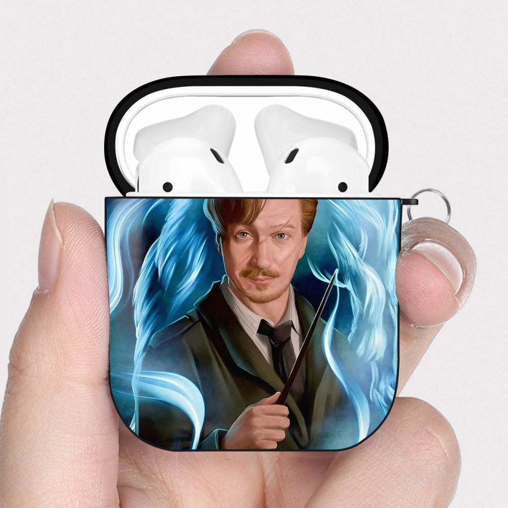 （画像用） Harry Potter ハリー・ポッターシリーズ AirPods 第2世代保護ケース ハードシェル ブラック 耐衝撃・防指紋・カラビナ付き