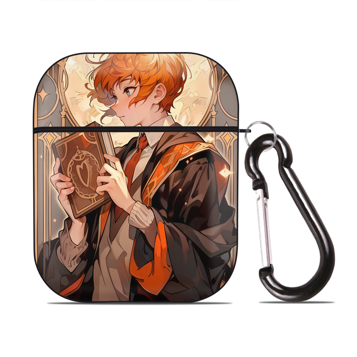 （画像用） Harry Potter ハリー・ポッターシリーズ AirPods 第2世代保護ケース ハードシェル ブラック 耐衝撃・防指紋・カラビナ付き
