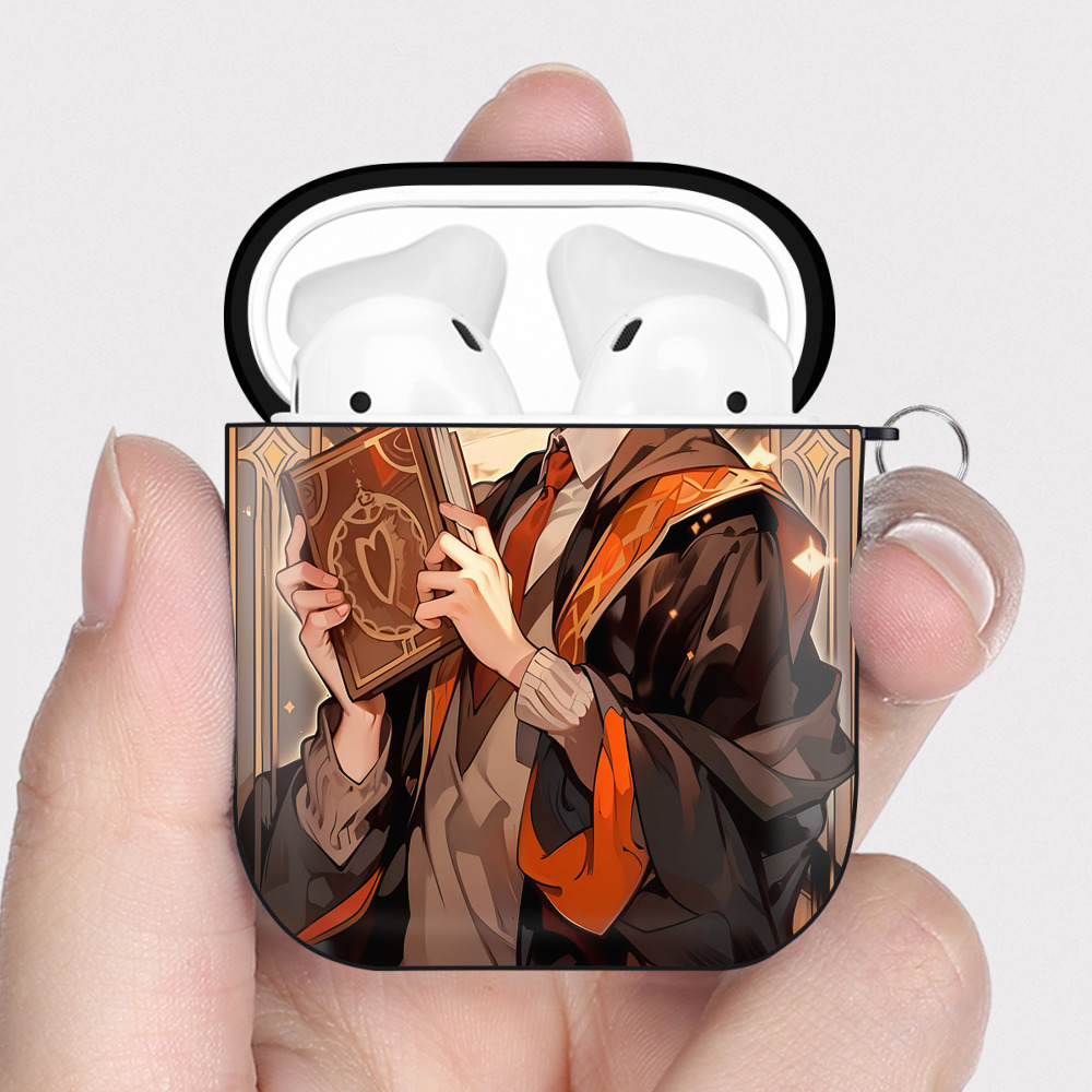 （画像用） Harry Potter ハリー・ポッターシリーズ AirPods 第2世代保護ケース ハードシェル ブラック 耐衝撃・防指紋・カラビナ付き