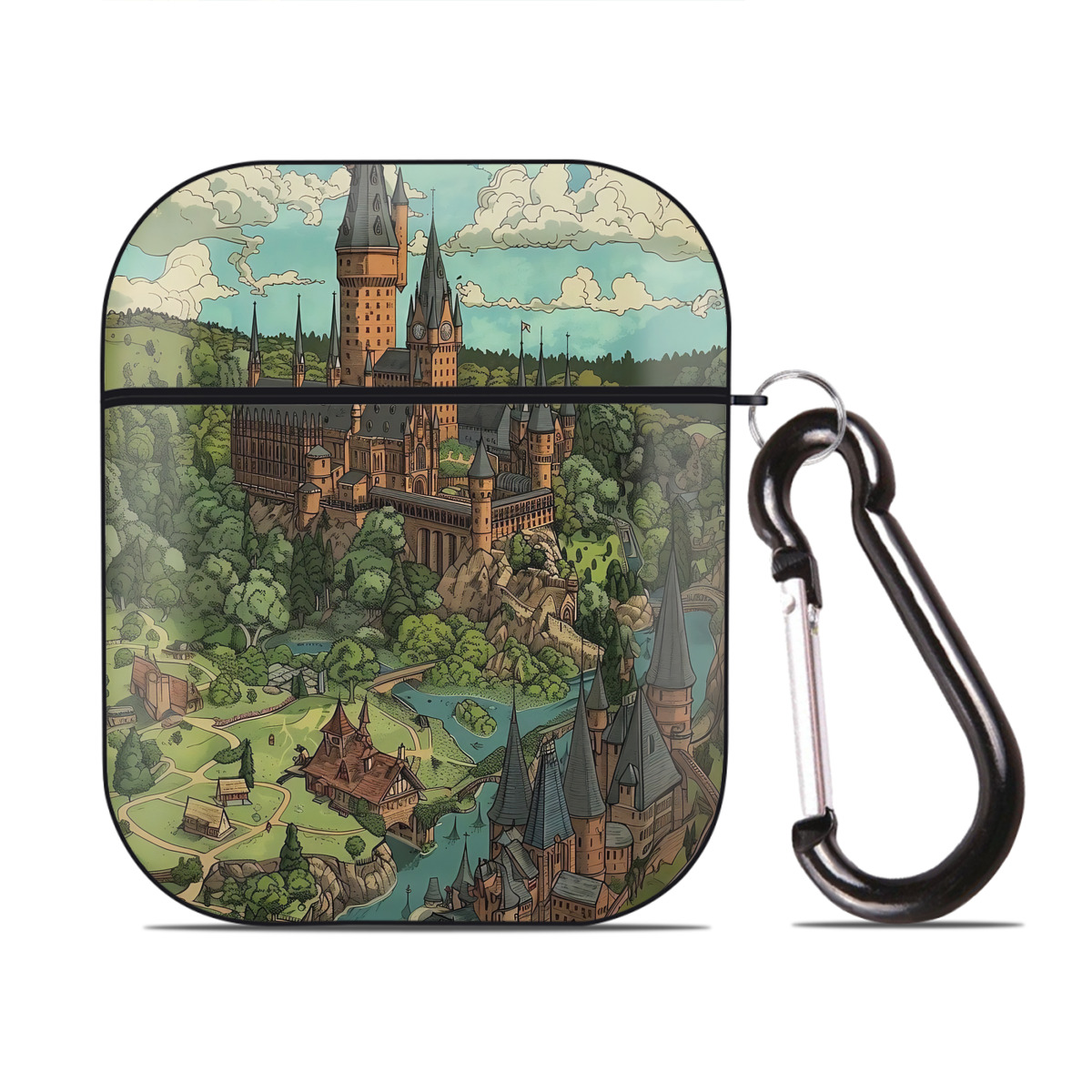 （画像用） Harry Potter ハリー・ポッターシリーズ AirPods 第2世代保護ケース ハードシェル ブラック 耐衝撃・防指紋・カラビナ付き