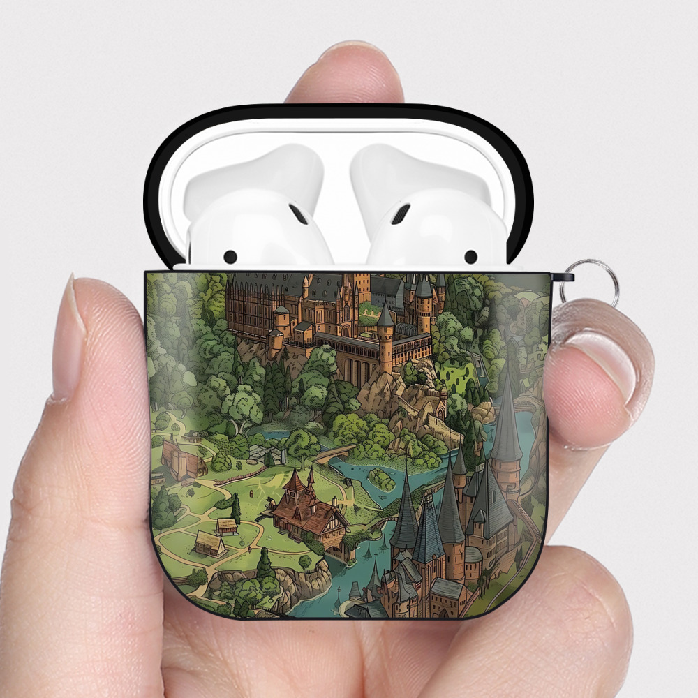 （画像用） Harry Potter ハリー・ポッターシリーズ AirPods 第2世代保護ケース ハードシェル ブラック 耐衝撃・防指紋・カラビナ付き