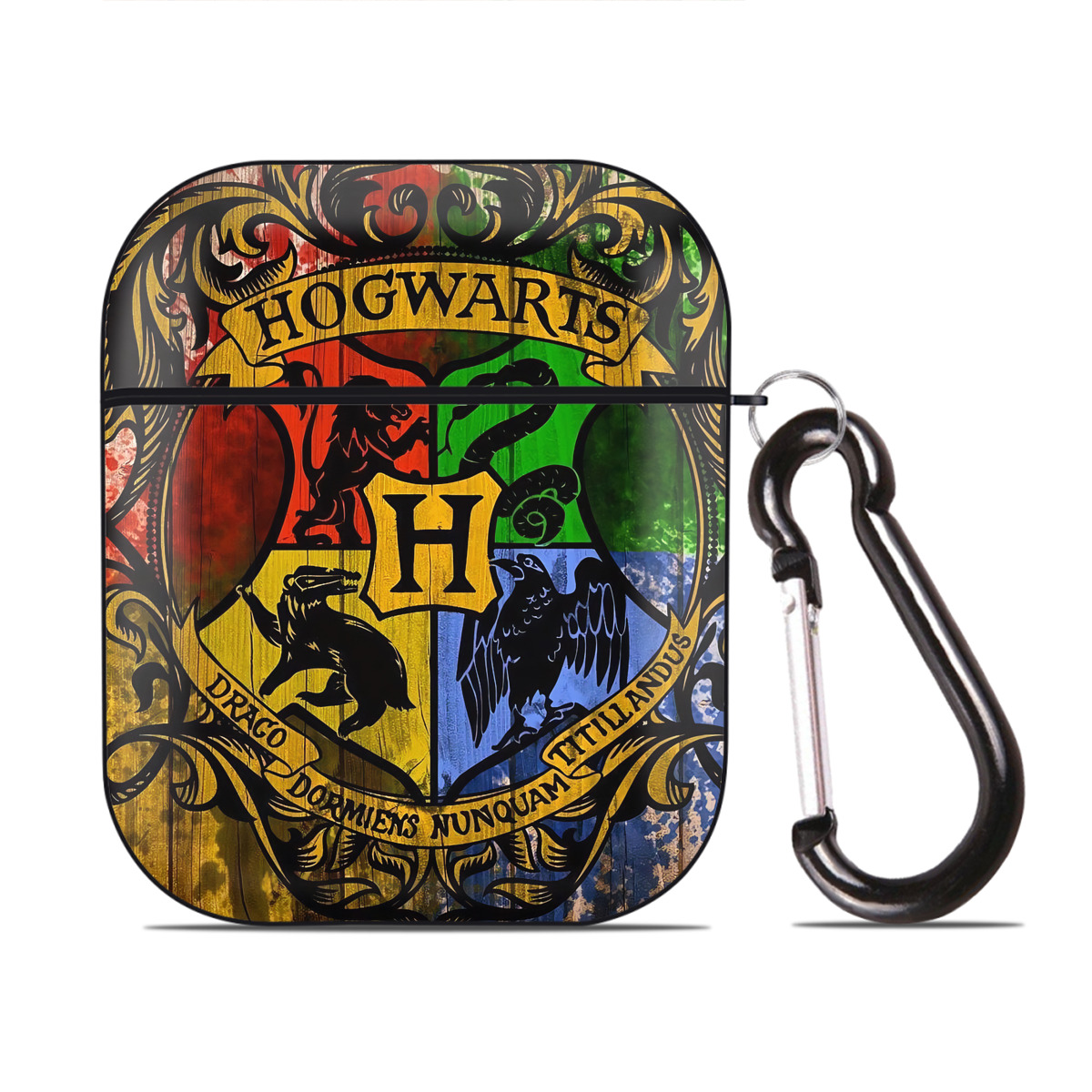 （画像用） Harry Potter ハリー・ポッターシリーズ AirPods 第2世代保護ケース ハードシェル ブラック 耐衝撃・防指紋・カラビナ付き
