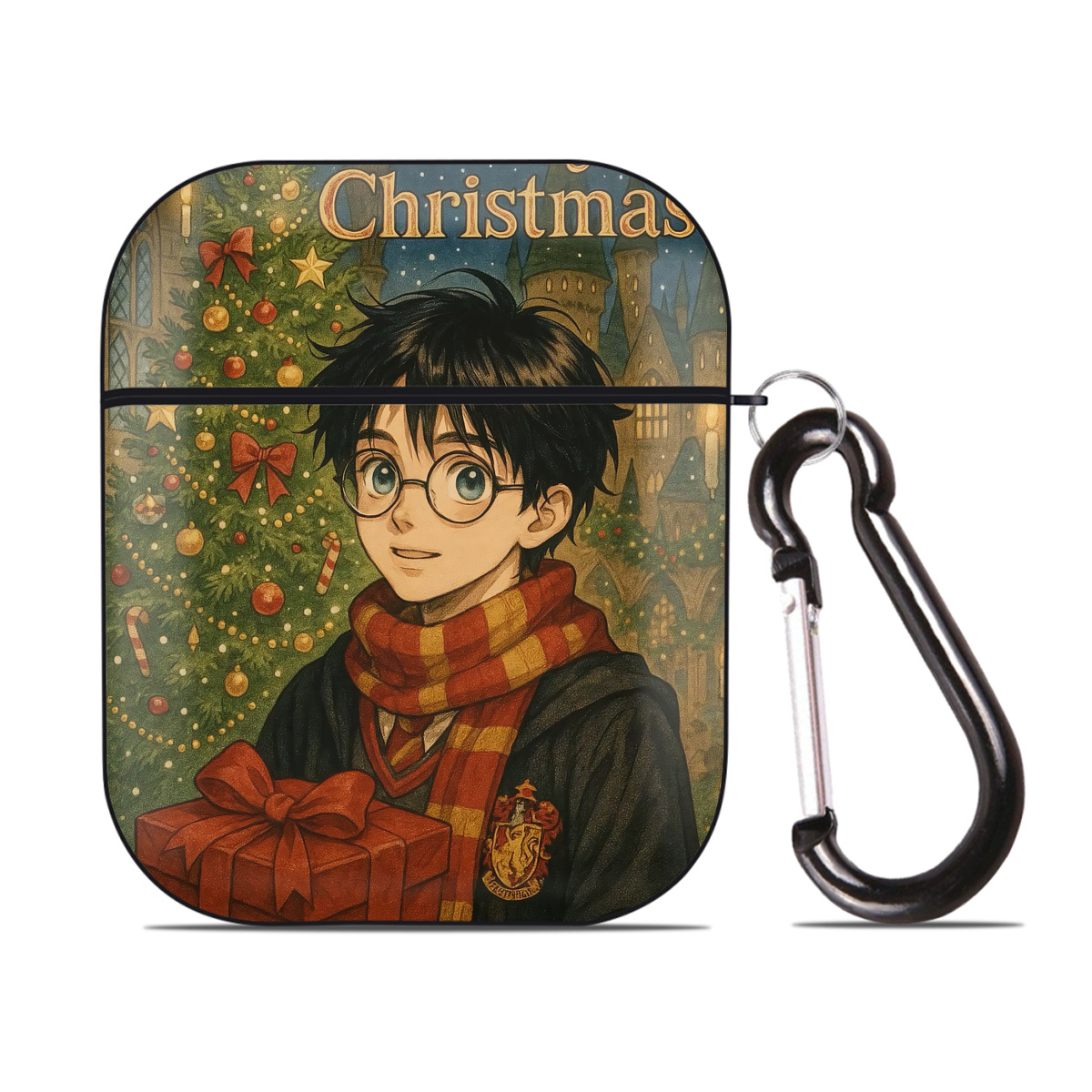 （画像用） Harry Potter ハリー・ポッターシリーズ AirPods 第2世代保護ケース ハードシェル ブラック 耐衝撃・防指紋・カラビナ付き