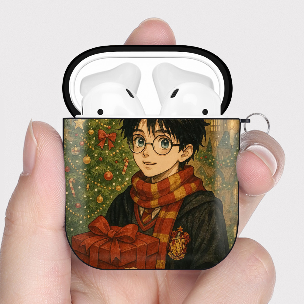 （画像用） Harry Potter ハリー・ポッターシリーズ AirPods 第2世代保護ケース ハードシェル ブラック 耐衝撃・防指紋・カラビナ付き