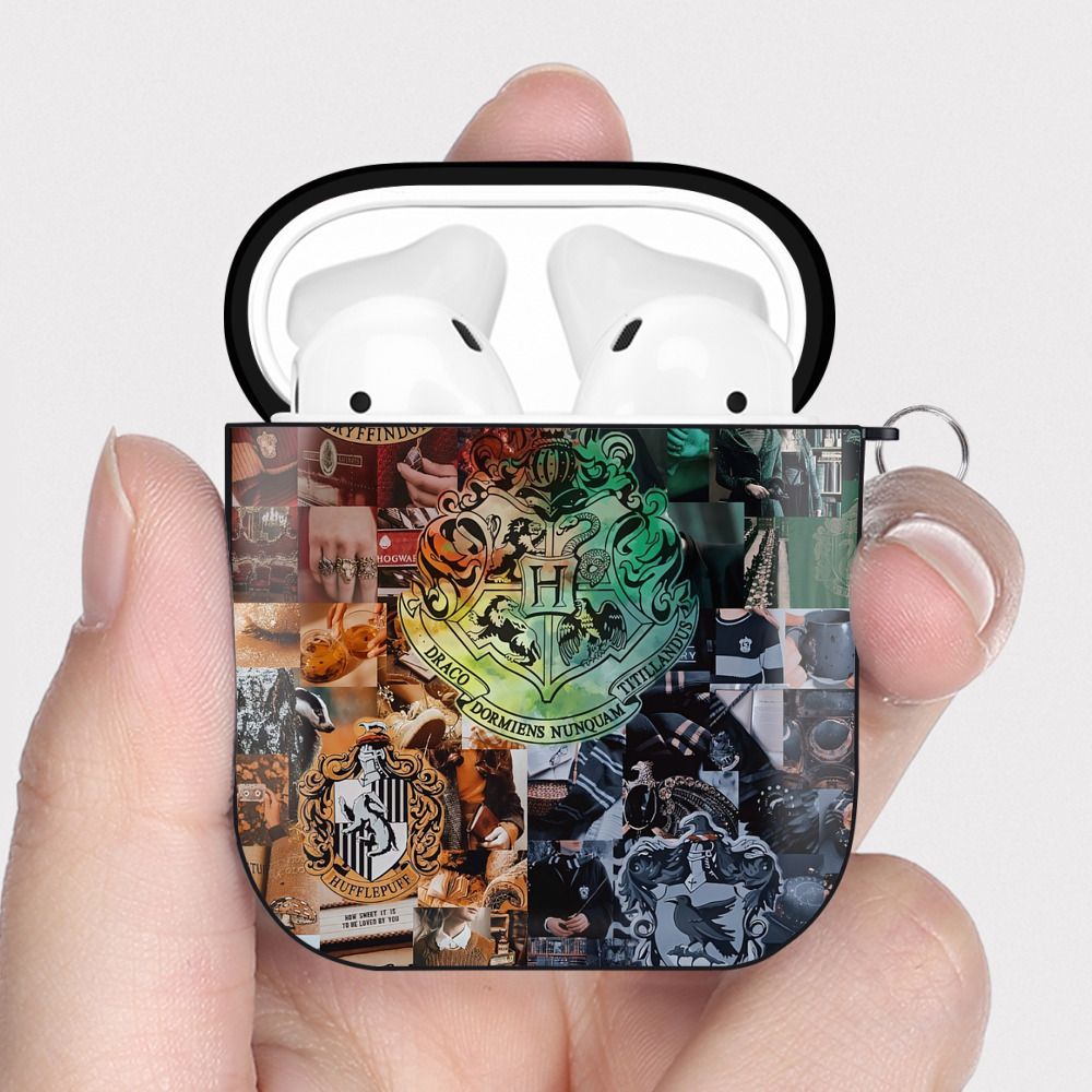 （画像用） Harry Potter ハリー・ポッターシリーズ AirPods 第2世代保護ケース ハードシェル ブラック 耐衝撃・防指紋・カラビナ付き