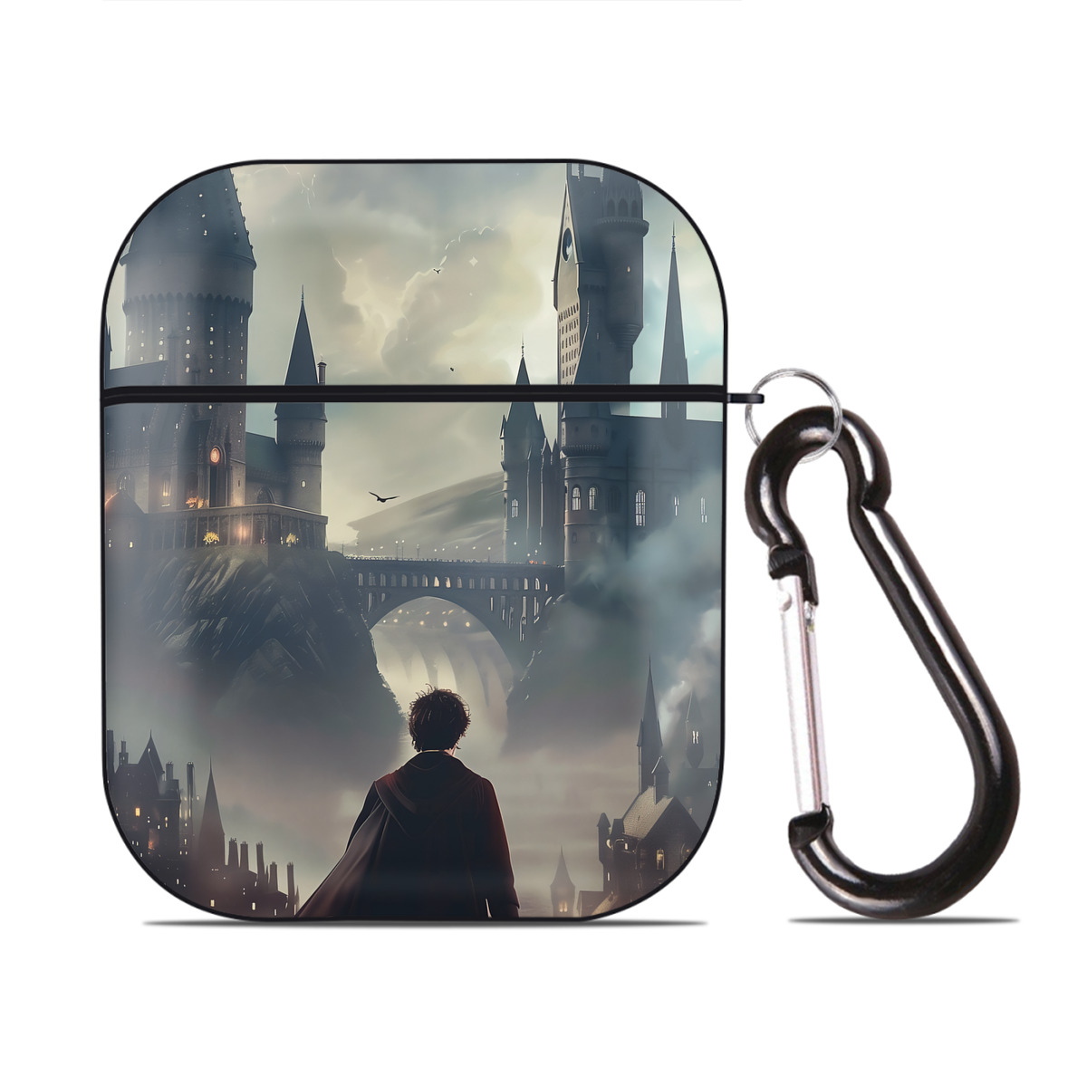 （画像用） Harry Potter ハリー・ポッターシリーズ AirPods 第2世代保護ケース ハードシェル ブラック 耐衝撃・防指紋・カラビナ付き