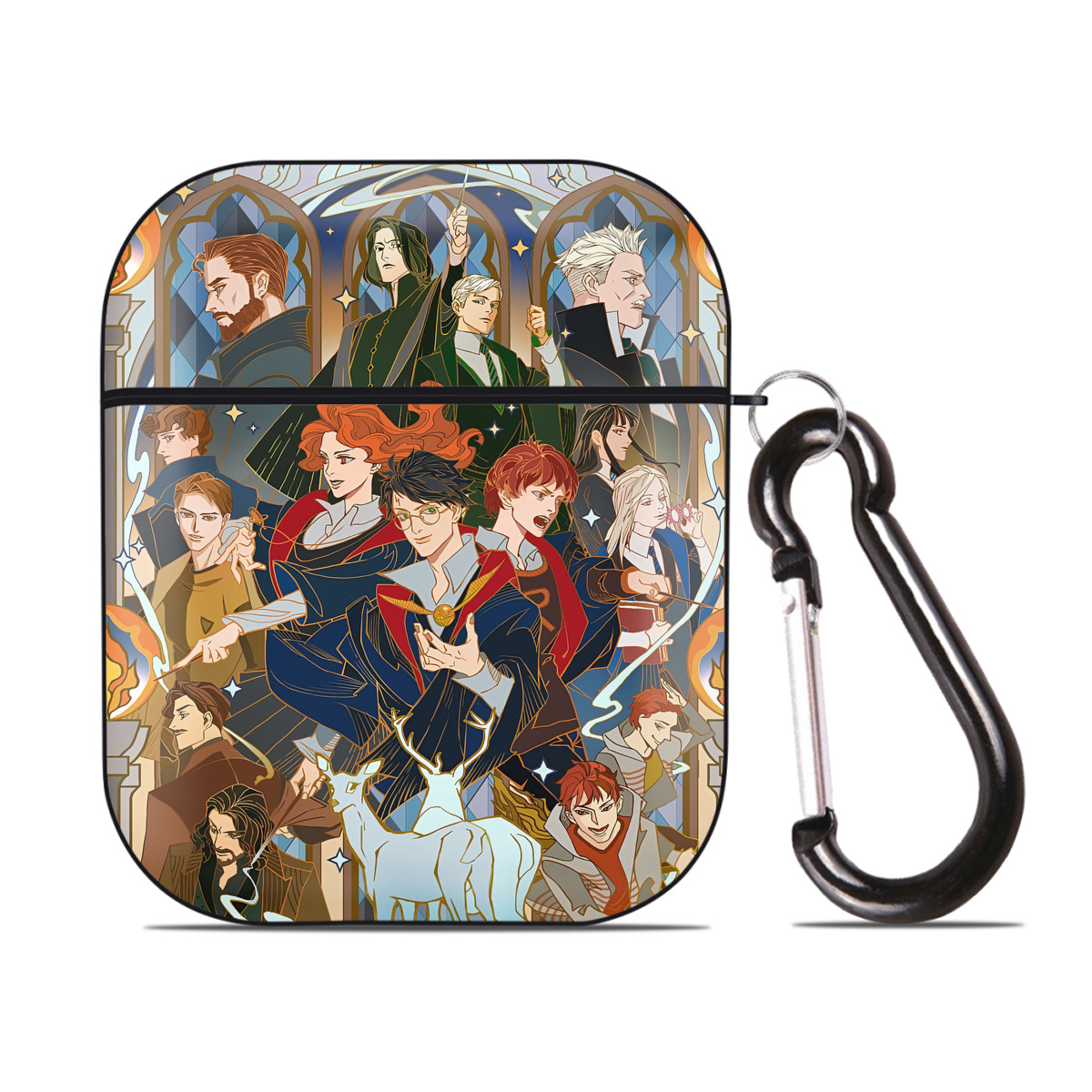 （画像用） Harry Potter ハリー・ポッターシリーズ AirPods 第2世代保護ケース ハードシェル ブラック 耐衝撃・防指紋・カラビナ付き