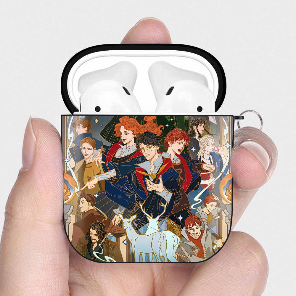 （画像用） Harry Potter ハリー・ポッターシリーズ AirPods 第2世代保護ケース ハードシェル ブラック 耐衝撃・防指紋・カラビナ付き