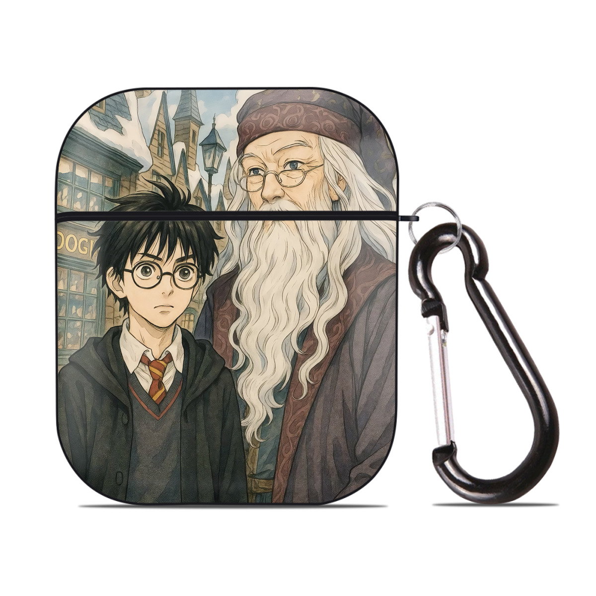 （画像用） Harry Potter ハリー・ポッターシリーズ AirPods 第2世代保護ケース ハードシェル ブラック 耐衝撃・防指紋・カラビナ付き