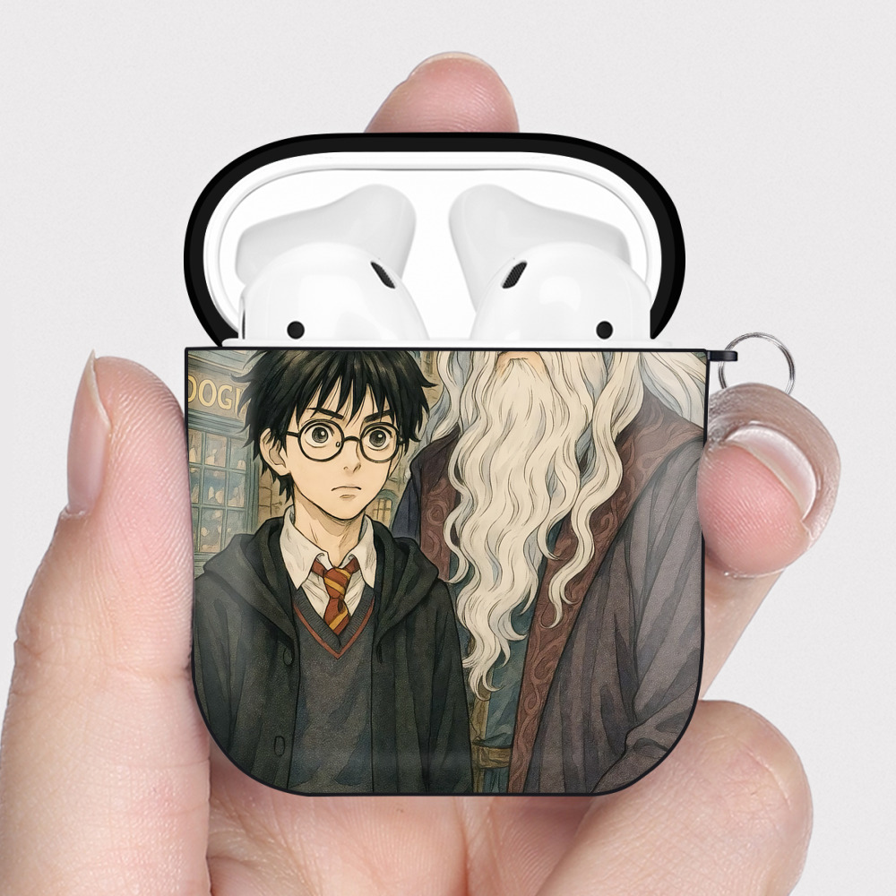 （画像用） Harry Potter ハリー・ポッターシリーズ AirPods 第2世代保護ケース ハードシェル ブラック 耐衝撃・防指紋・カラビナ付き
