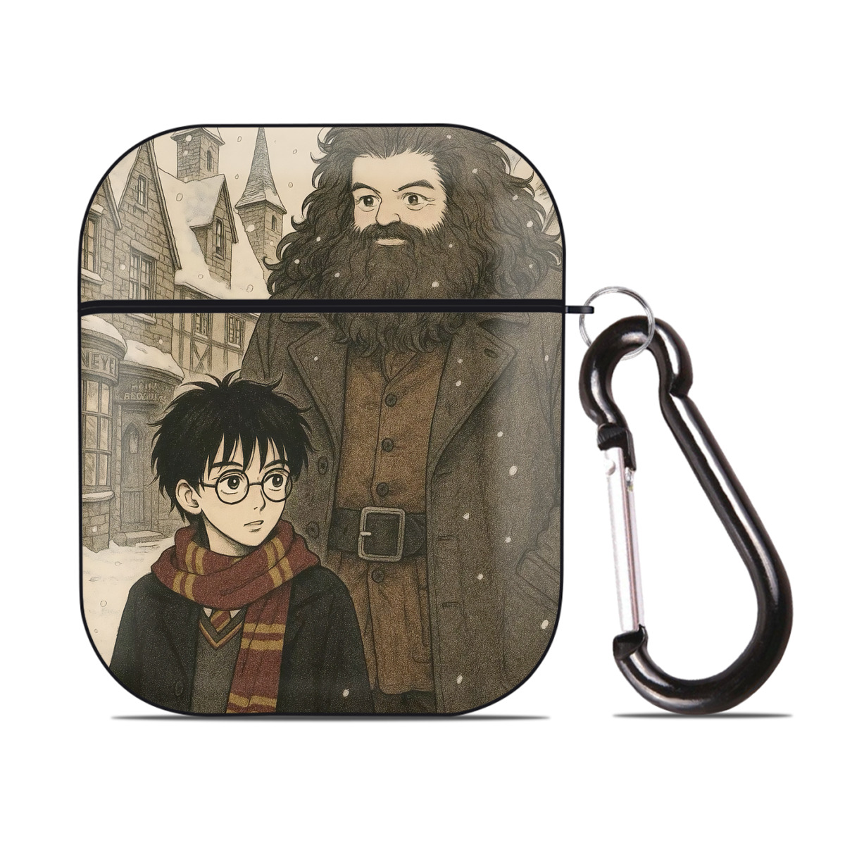 （画像用） Harry Potter ハリー・ポッターシリーズ AirPods 第2世代保護ケース ハードシェル ブラック 耐衝撃・防指紋・カラビナ付き