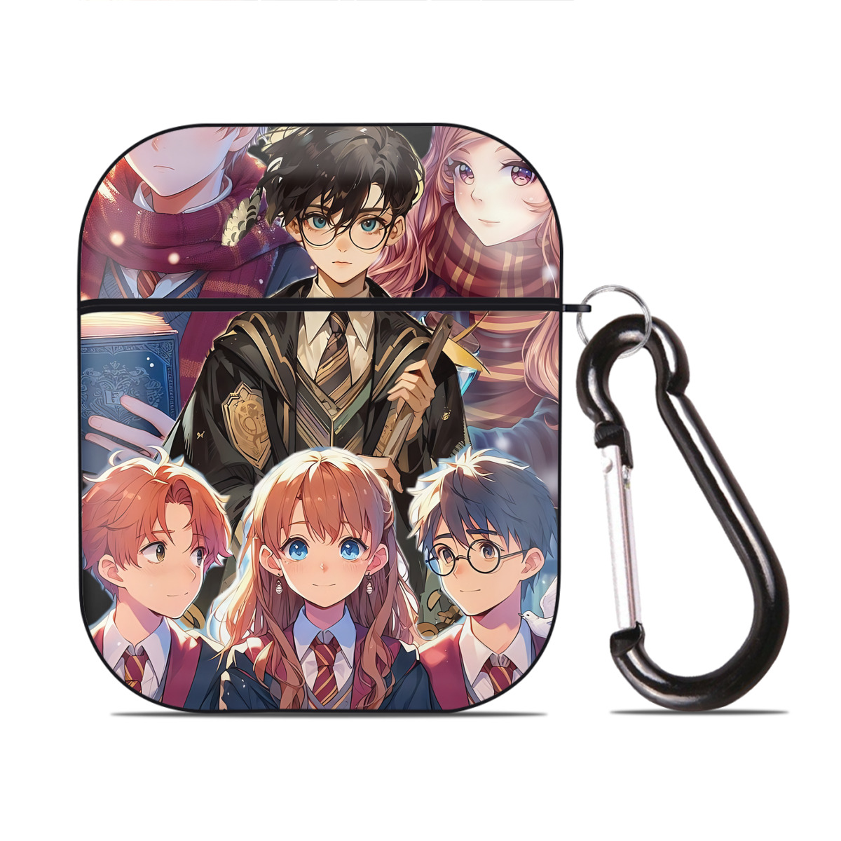 （画像用） Harry Potter ハリー・ポッターシリーズ AirPods 第2世代保護ケース ハードシェル ブラック 耐衝撃・防指紋・カラビナ付き