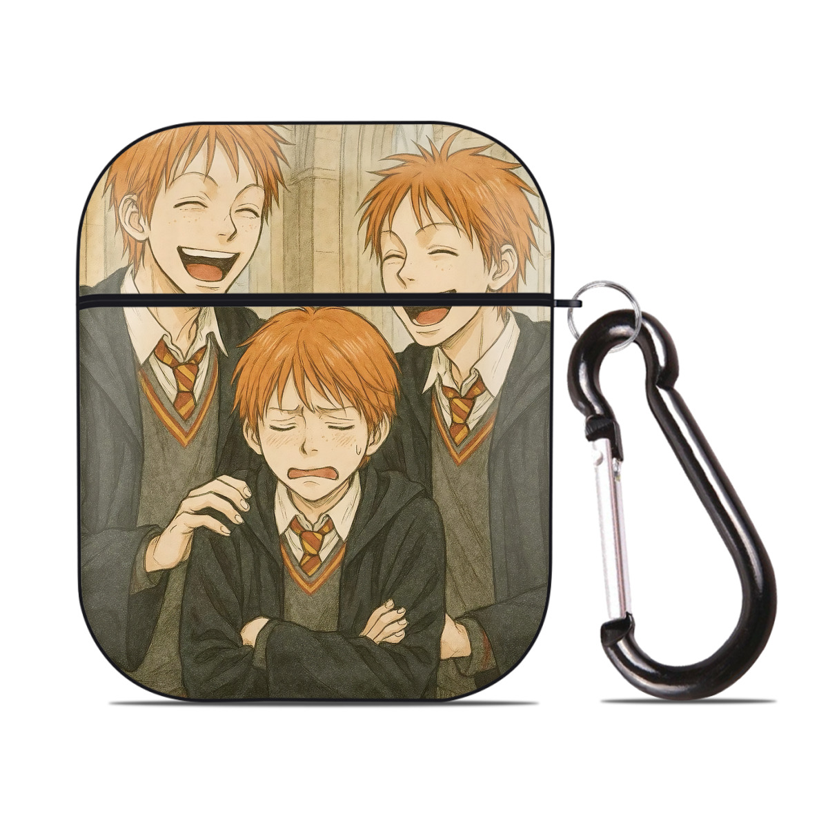 （画像用） Harry Potter ハリー・ポッターシリーズ AirPods 第2世代保護ケース ハードシェル ブラック 耐衝撃・防指紋・カラビナ付き