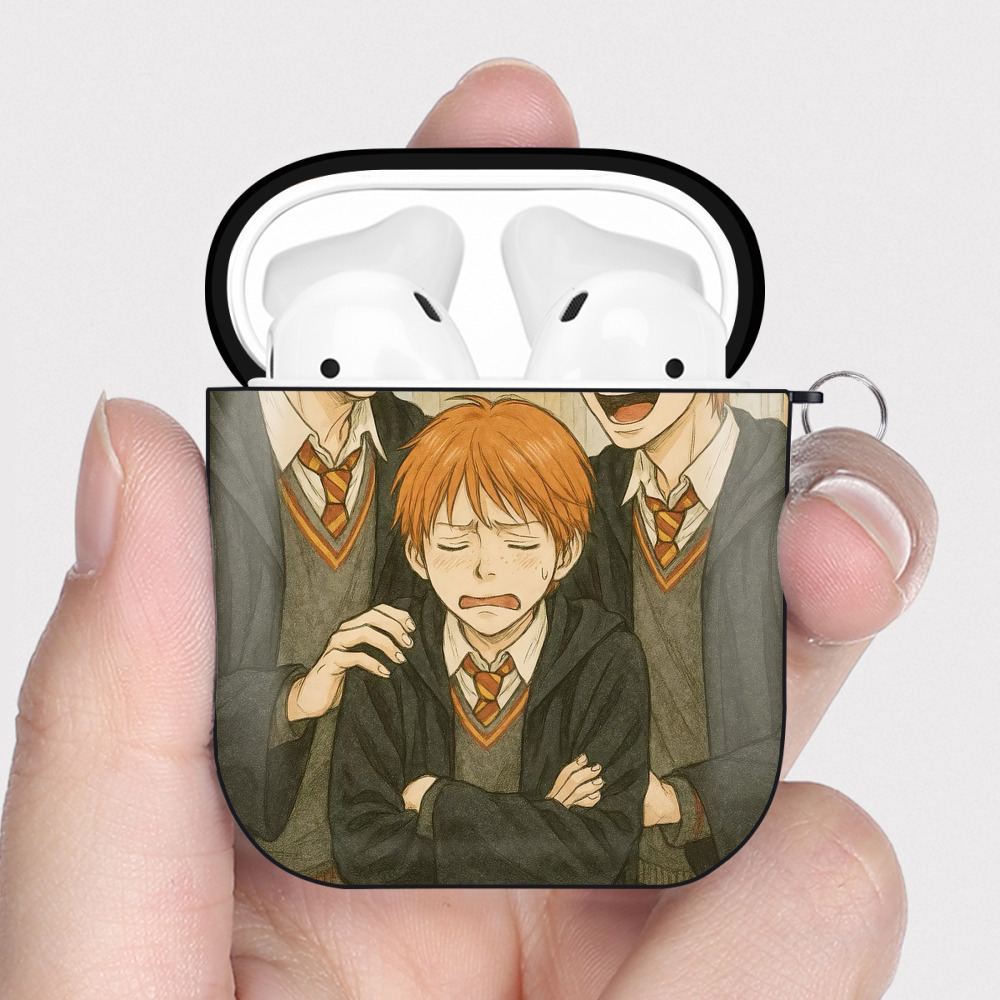 （画像用） Harry Potter ハリー・ポッターシリーズ AirPods 第2世代保護ケース ハードシェル ブラック 耐衝撃・防指紋・カラビナ付き