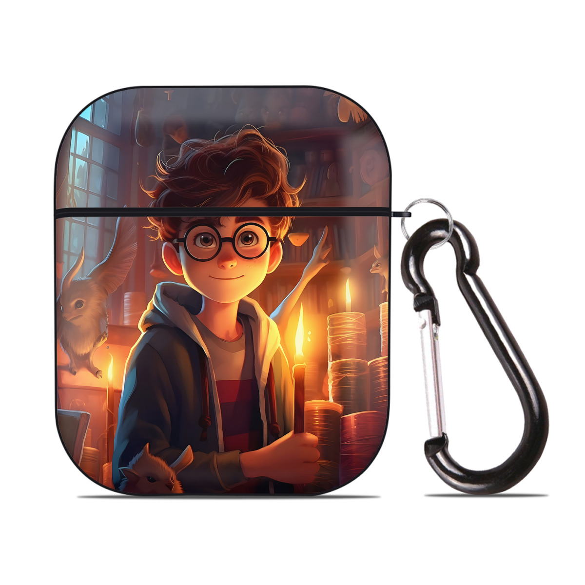 （画像用） Harry Potter ハリー・ポッターシリーズ AirPods 第2世代保護ケース ハードシェル ブラック 耐衝撃・防指紋・カラビナ付き