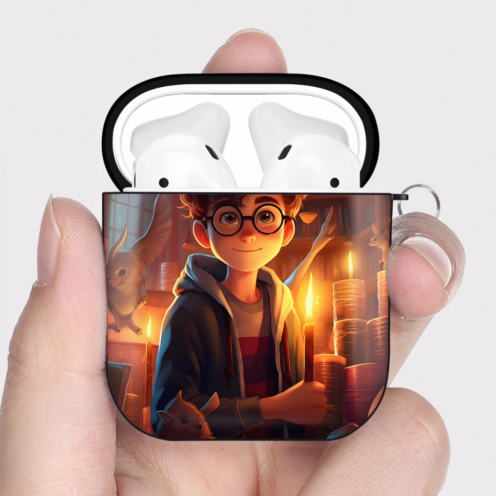 （画像用） Harry Potter ハリー・ポッターシリーズ AirPods 第2世代保護ケース ハードシェル ブラック 耐衝撃・防指紋・カラビナ付き