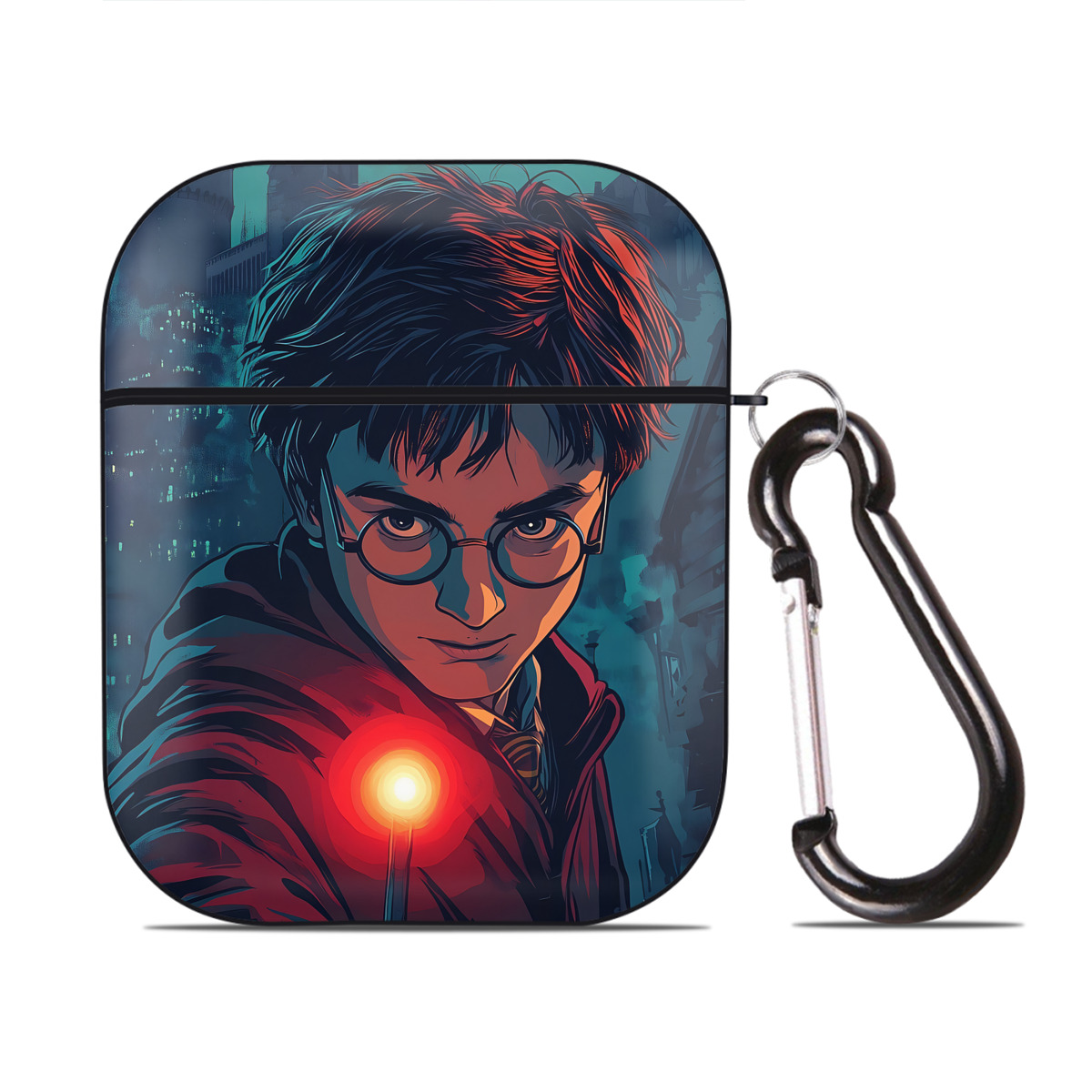 （画像用） Harry Potter ハリー・ポッターシリーズ AirPods 第2世代保護ケース ハードシェル ブラック 耐衝撃・防指紋・カラビナ付き