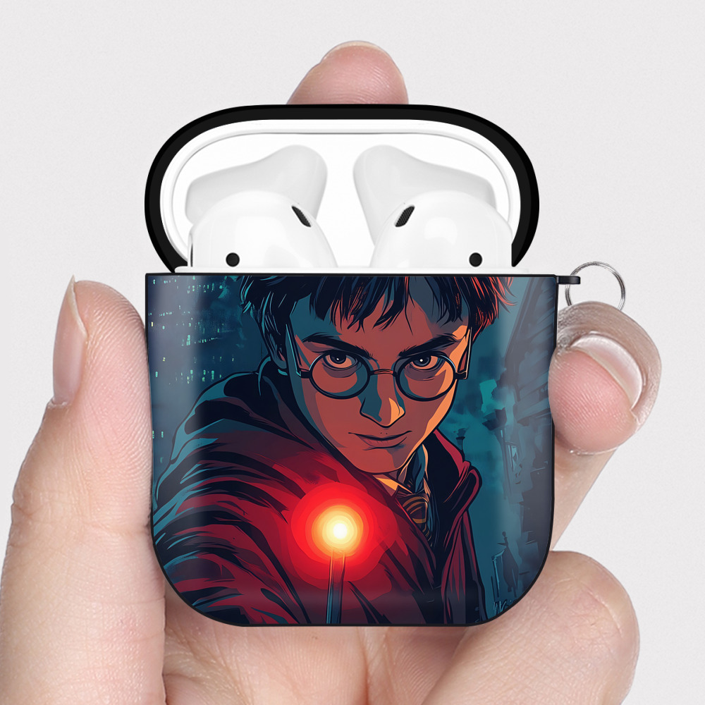 （画像用） Harry Potter ハリー・ポッターシリーズ AirPods 第2世代保護ケース ハードシェル ブラック 耐衝撃・防指紋・カラビナ付き