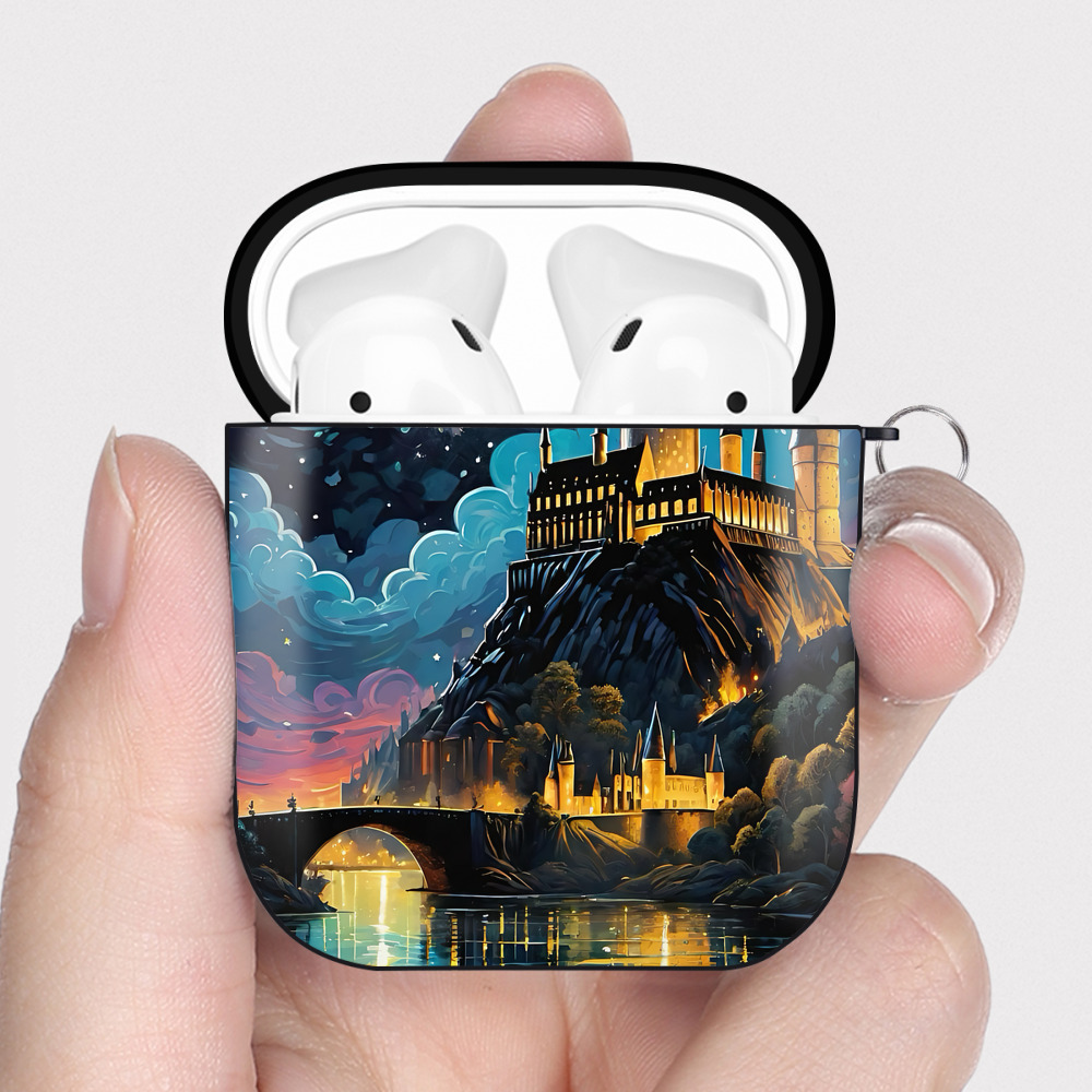 （画像用） Harry Potter ハリー・ポッターシリーズ AirPods 第2世代保護ケース ハードシェル ブラック 耐衝撃・防指紋・カラビナ付き