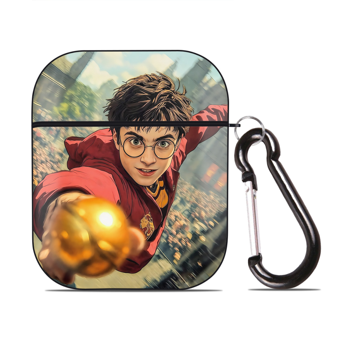 （画像用） Harry Potter ハリー・ポッターシリーズ AirPods 第2世代保護ケース ハードシェル ブラック 耐衝撃・防指紋・カラビナ付き