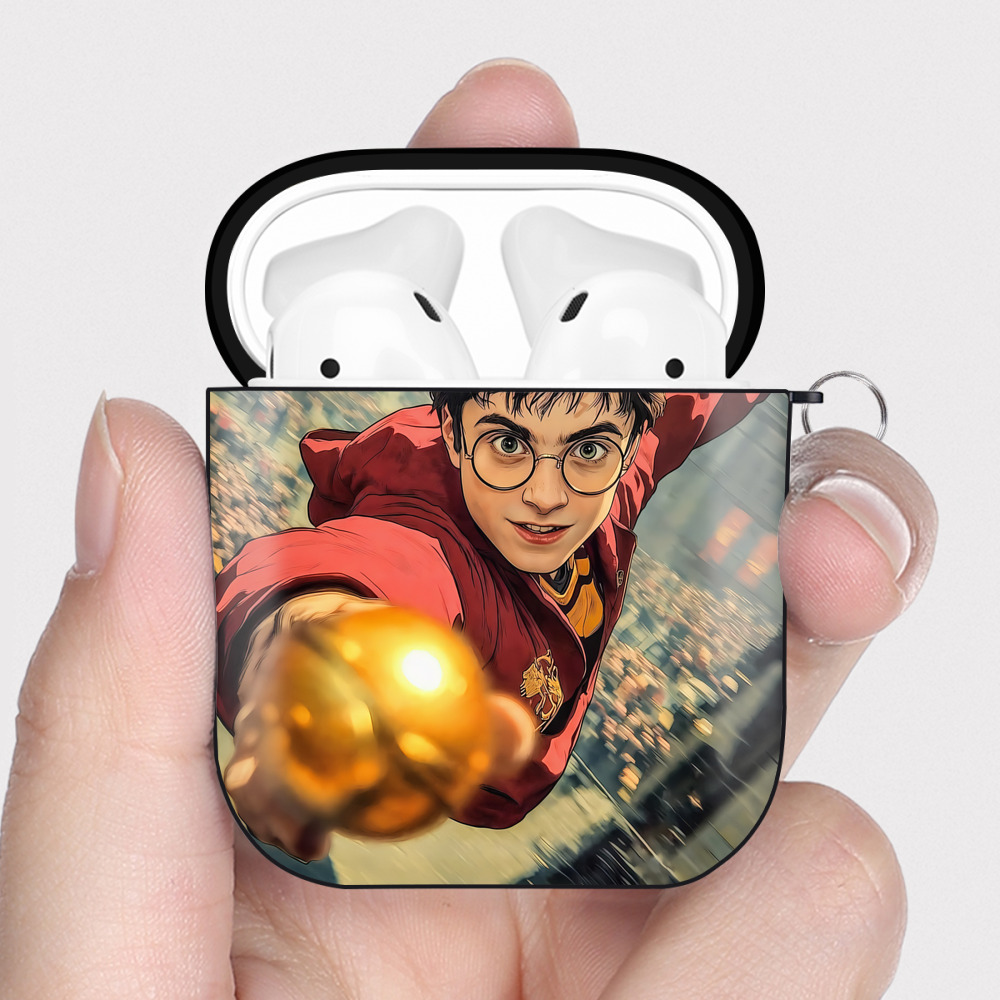 （画像用） Harry Potter ハリー・ポッターシリーズ AirPods 第2世代保護ケース ハードシェル ブラック 耐衝撃・防指紋・カラビナ付き