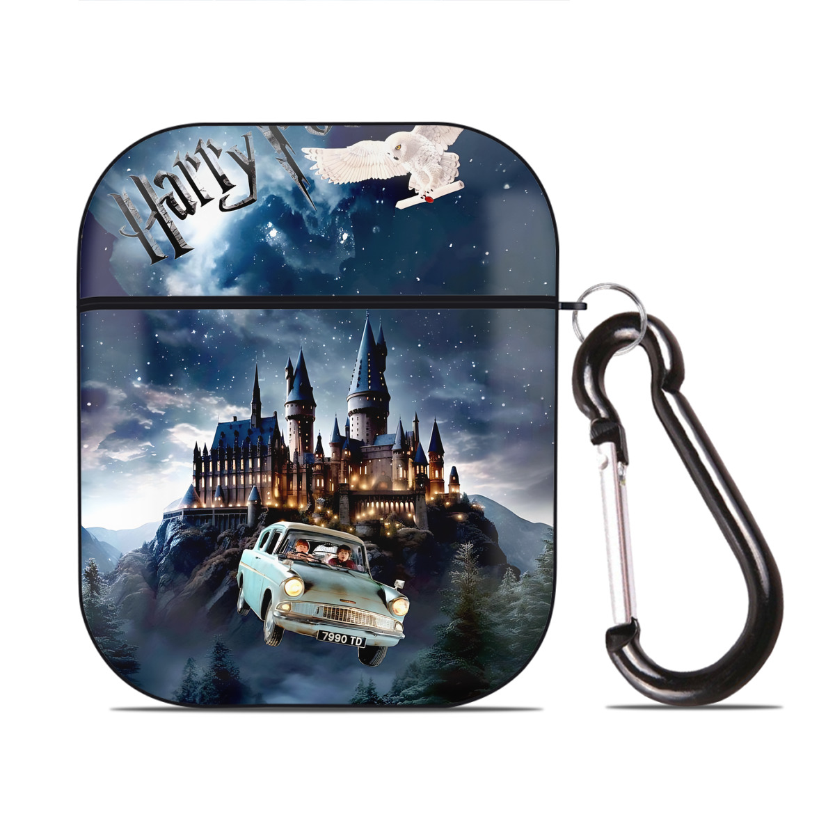 （画像用） Harry Potter ハリー・ポッターシリーズ AirPods 第2世代保護ケース ハードシェル ブラック 耐衝撃・防指紋・カラビナ付き