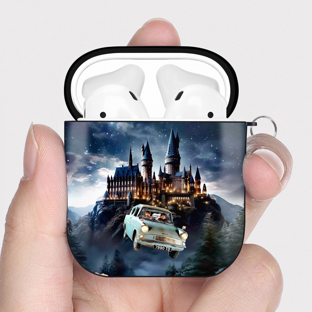 （画像用） Harry Potter ハリー・ポッターシリーズ AirPods 第2世代保護ケース ハードシェル ブラック 耐衝撃・防指紋・カラビナ付き