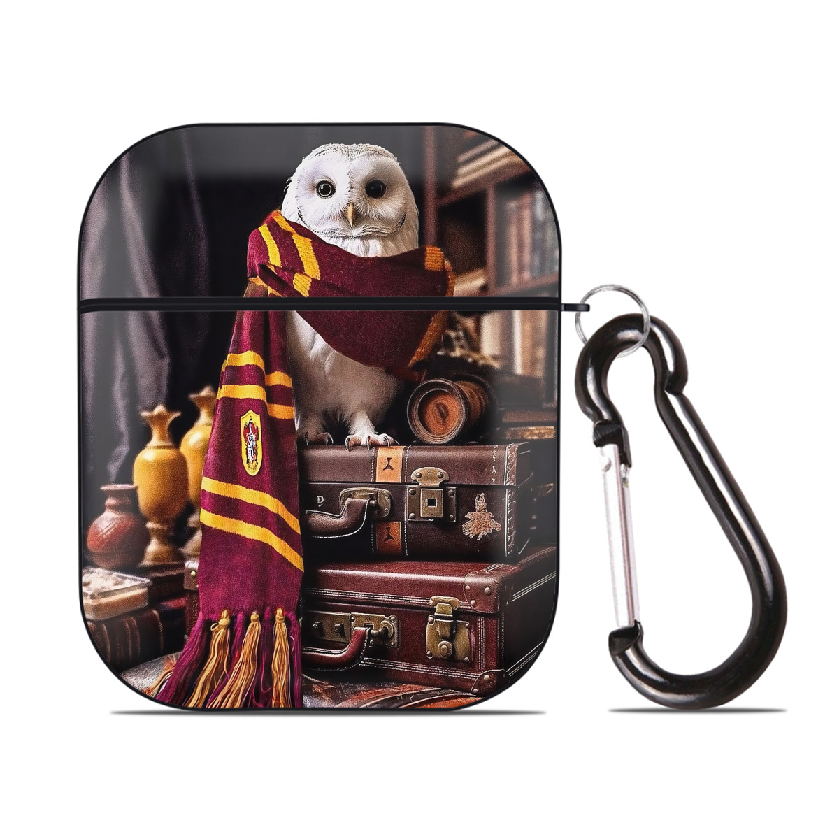 （画像用） Harry Potter ハリー・ポッターシリーズ AirPods 第2世代保護ケース ハードシェル ブラック 耐衝撃・防指紋・カラビナ付き