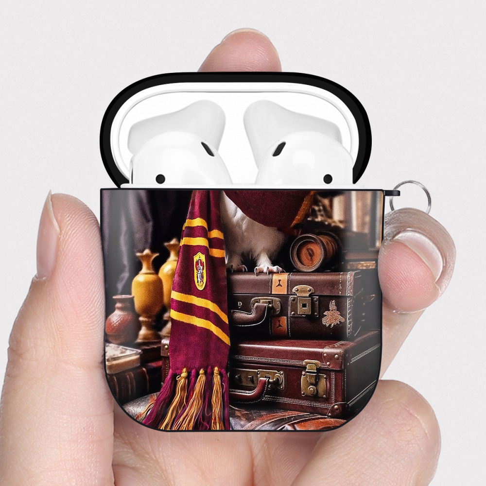 （画像用） Harry Potter ハリー・ポッターシリーズ AirPods 第2世代保護ケース ハードシェル ブラック 耐衝撃・防指紋・カラビナ付き