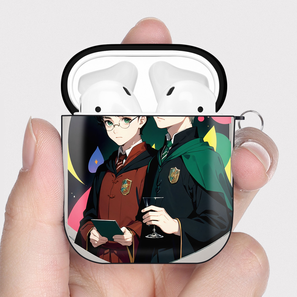 （画像用） Harry Potter ハリー・ポッターシリーズ AirPods 第2世代保護ケース ハードシェル ブラック 耐衝撃・防指紋・カラビナ付き
