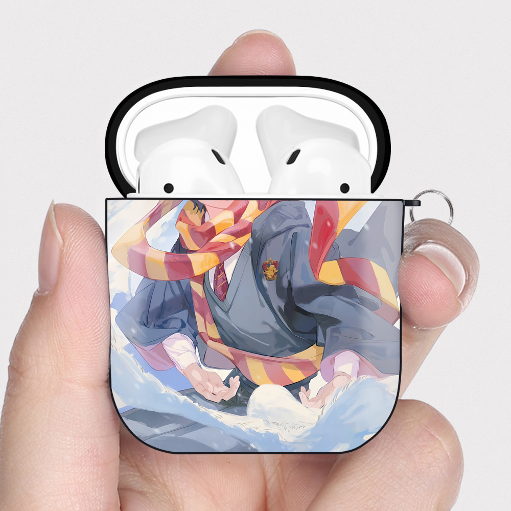 （画像用） Harry Potter ハリー・ポッターシリーズ AirPods 第2世代保護ケース ハードシェル ブラック 耐衝撃・防指紋・カラビナ付き