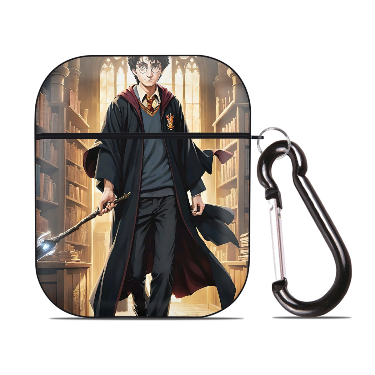 （画像用） Harry Potter ハリー・ポッターシリーズ AirPods 第2世代保護ケース ハードシェル ブラック 耐衝撃・防指紋・カラビナ付き