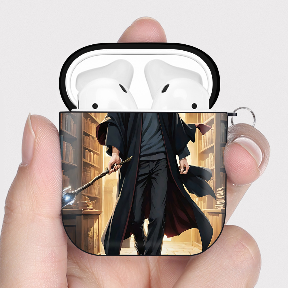 （画像用） Harry Potter ハリー・ポッターシリーズ AirPods 第2世代保護ケース ハードシェル ブラック 耐衝撃・防指紋・カラビナ付き