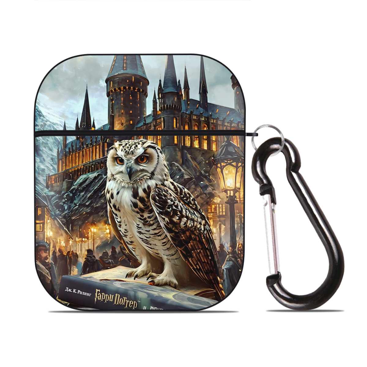 （画像用） Harry Potter ハリー・ポッターシリーズ AirPods 第2世代保護ケース ハードシェル ブラック 耐衝撃・防指紋・カラビナ付き