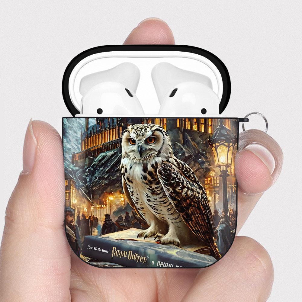 （画像用） Harry Potter ハリー・ポッターシリーズ AirPods 第2世代保護ケース ハードシェル ブラック 耐衝撃・防指紋・カラビナ付き