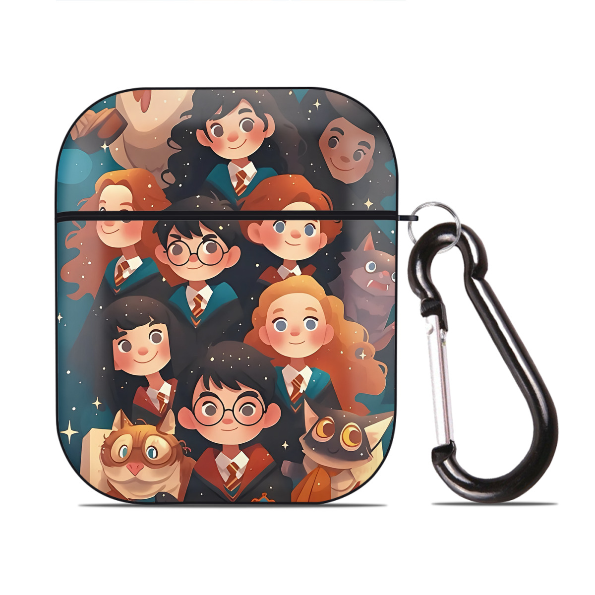 （画像用） Harry Potter ハリー・ポッターシリーズ AirPods 第2世代保護ケース ハードシェル ブラック 耐衝撃・防指紋・カラビナ付き