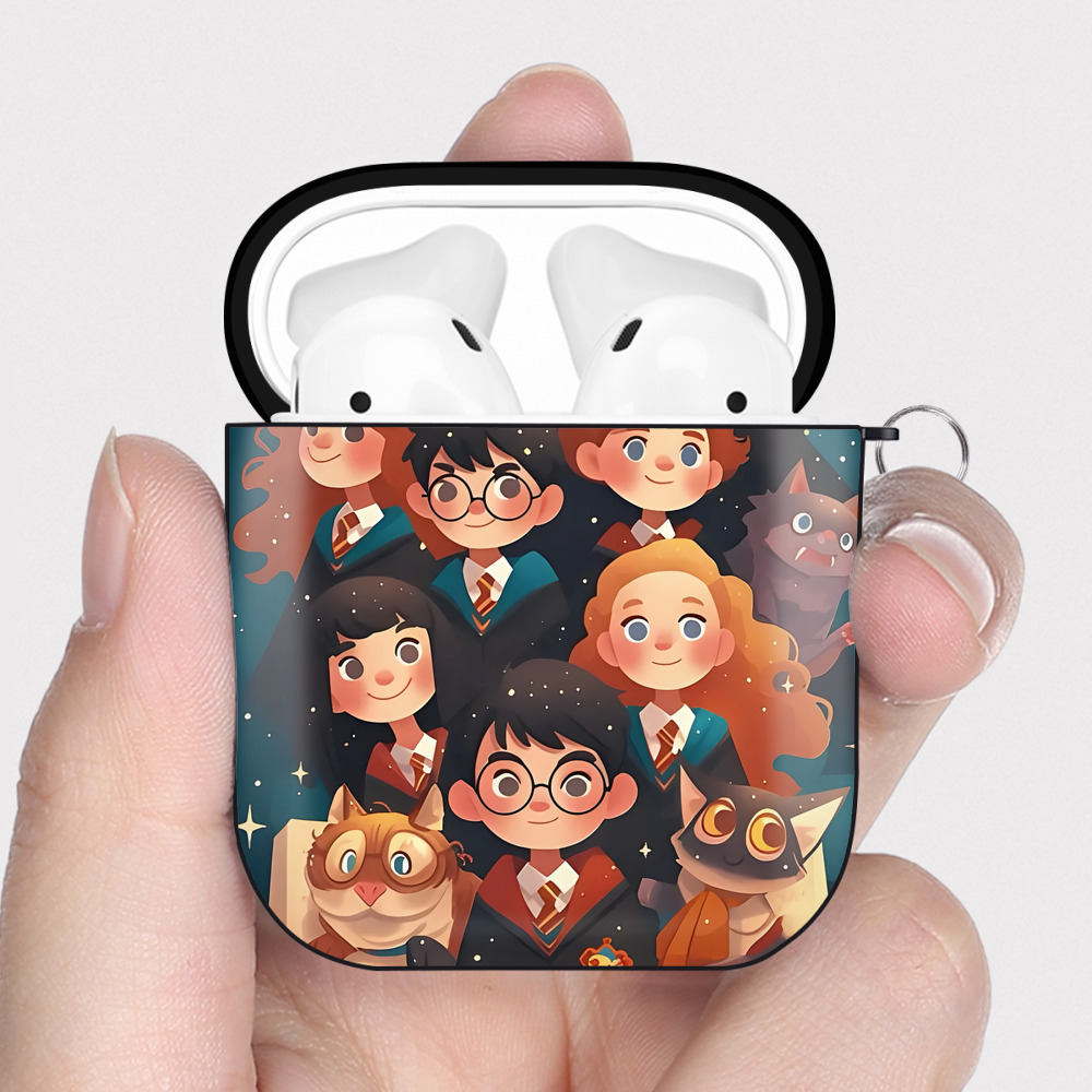 （画像用） Harry Potter ハリー・ポッターシリーズ AirPods 第2世代保護ケース ハードシェル ブラック 耐衝撃・防指紋・カラビナ付き