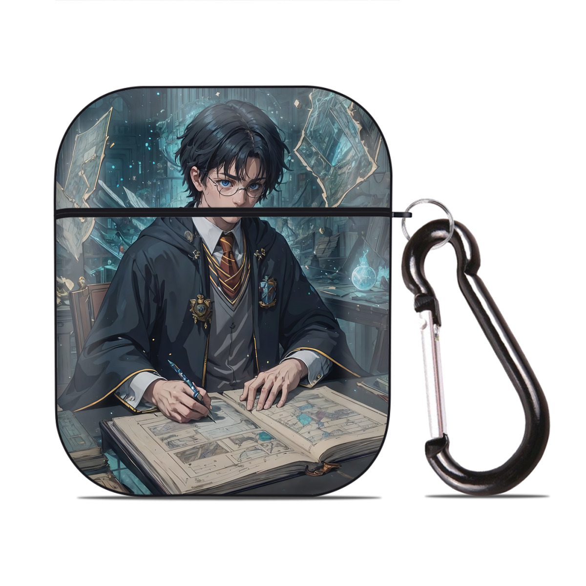 （画像用） Harry Potter ハリー・ポッターシリーズ AirPods 第2世代保護ケース ハードシェル ブラック 耐衝撃・防指紋・カラビナ付き