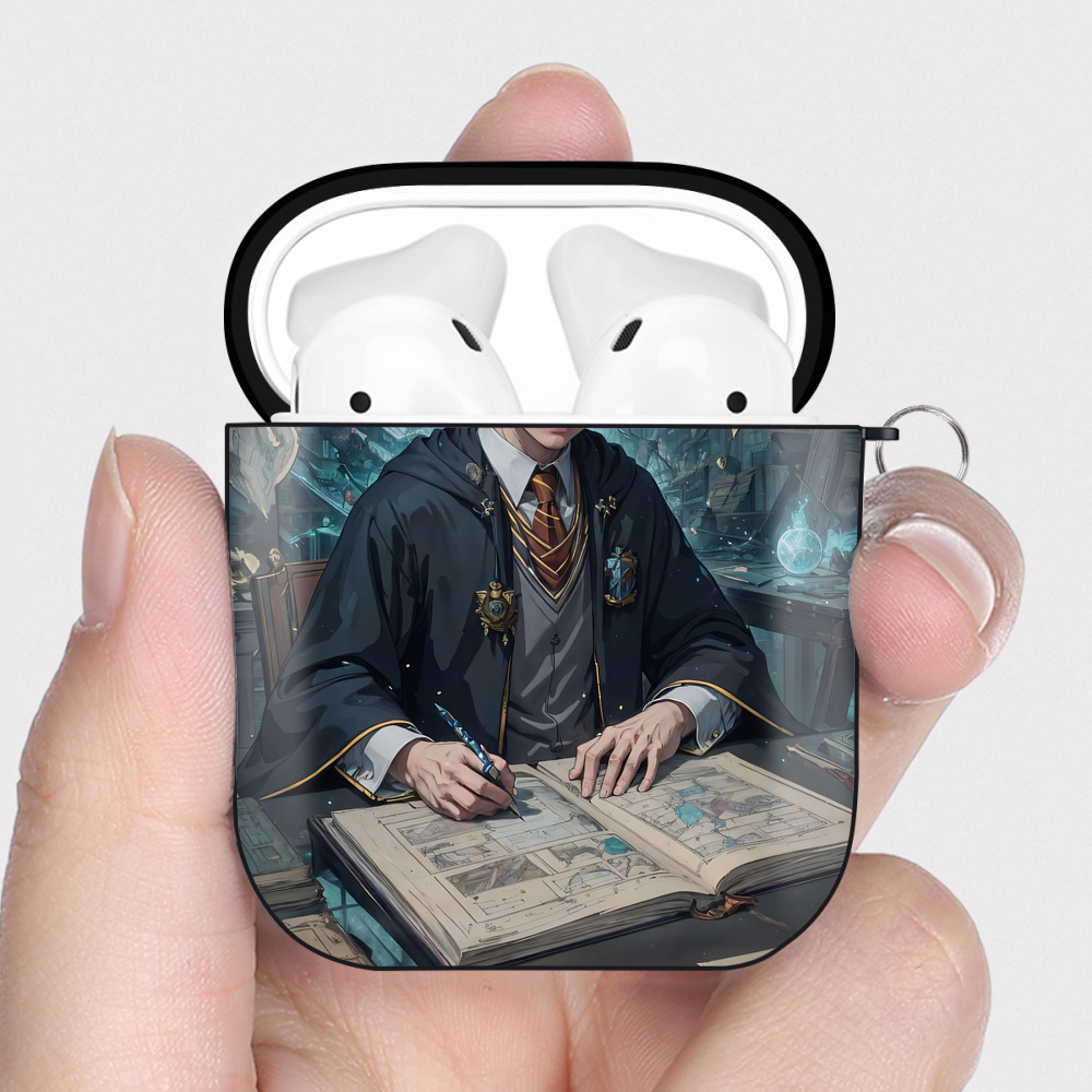（画像用） Harry Potter ハリー・ポッターシリーズ AirPods 第2世代保護ケース ハードシェル ブラック 耐衝撃・防指紋・カラビナ付き